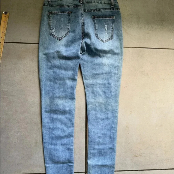 Runway Paris Vintage Style Pearl Embellished Skinny Jeans Sz L (Fits US 10/12) - Picture 11 of 12